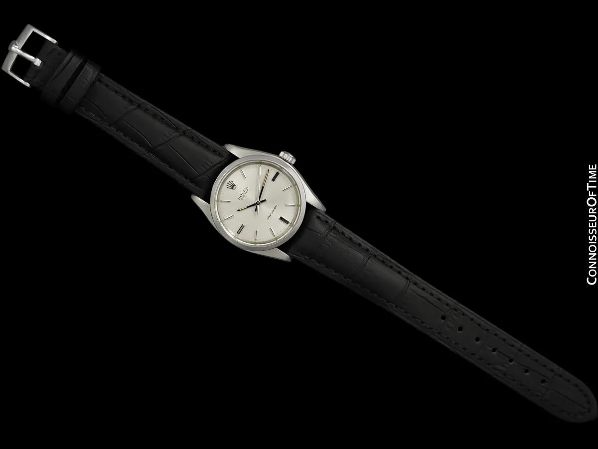 1973 Rolex Oyster Precision Classic Vintage Mens Handwound Watch with Silver Dial - Stainless Steel