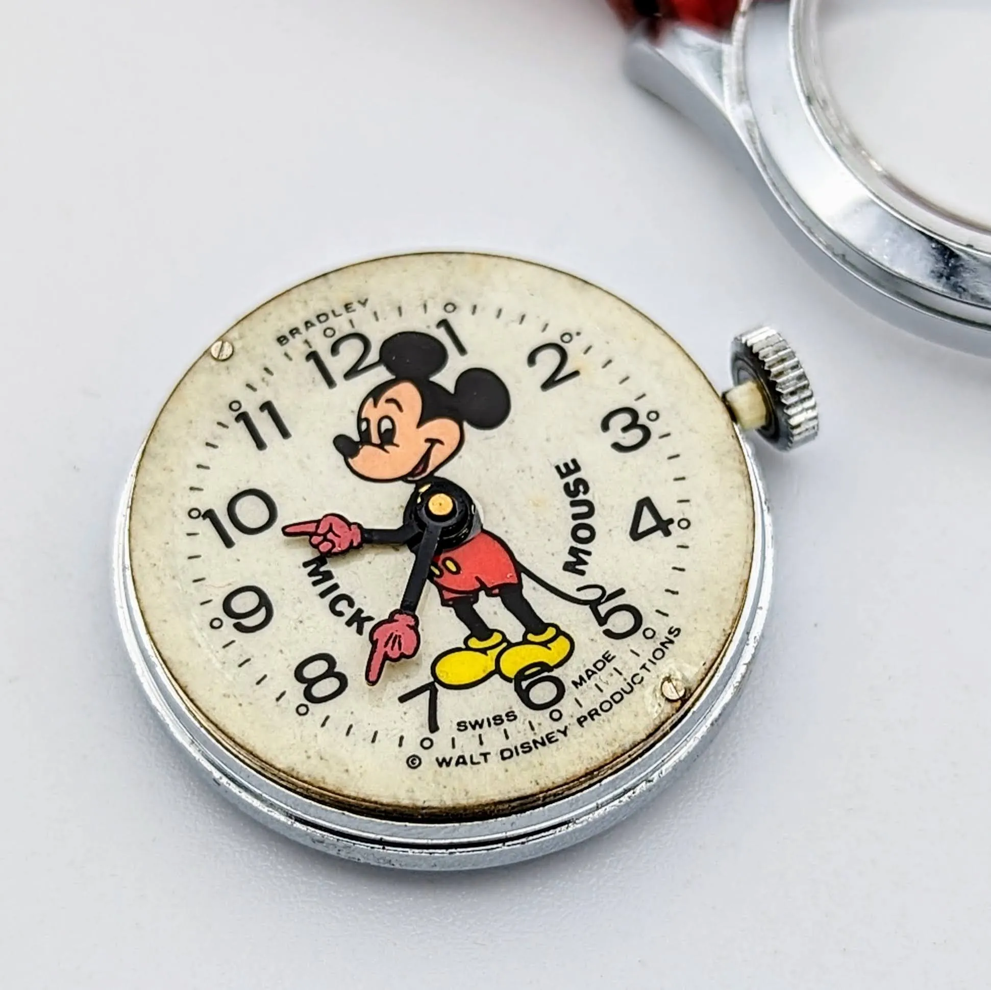 1975 MICKEY MOUSE Wristwatch by BRADLEY TIME Walt Disney Productions Swiss Made Watch