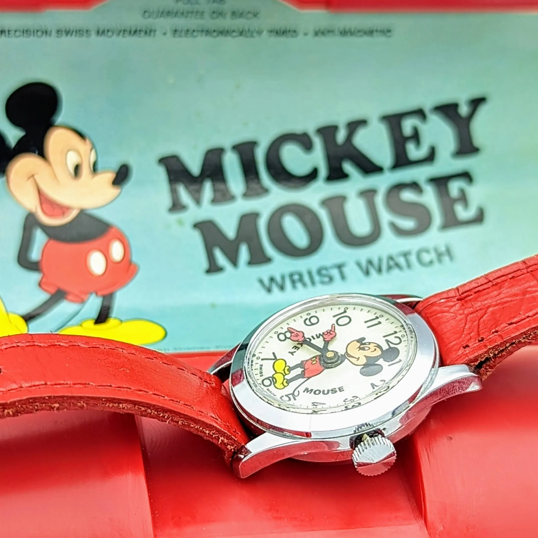 1975 MICKEY MOUSE Wristwatch by BRADLEY TIME Walt Disney Productions Swiss Made Watch