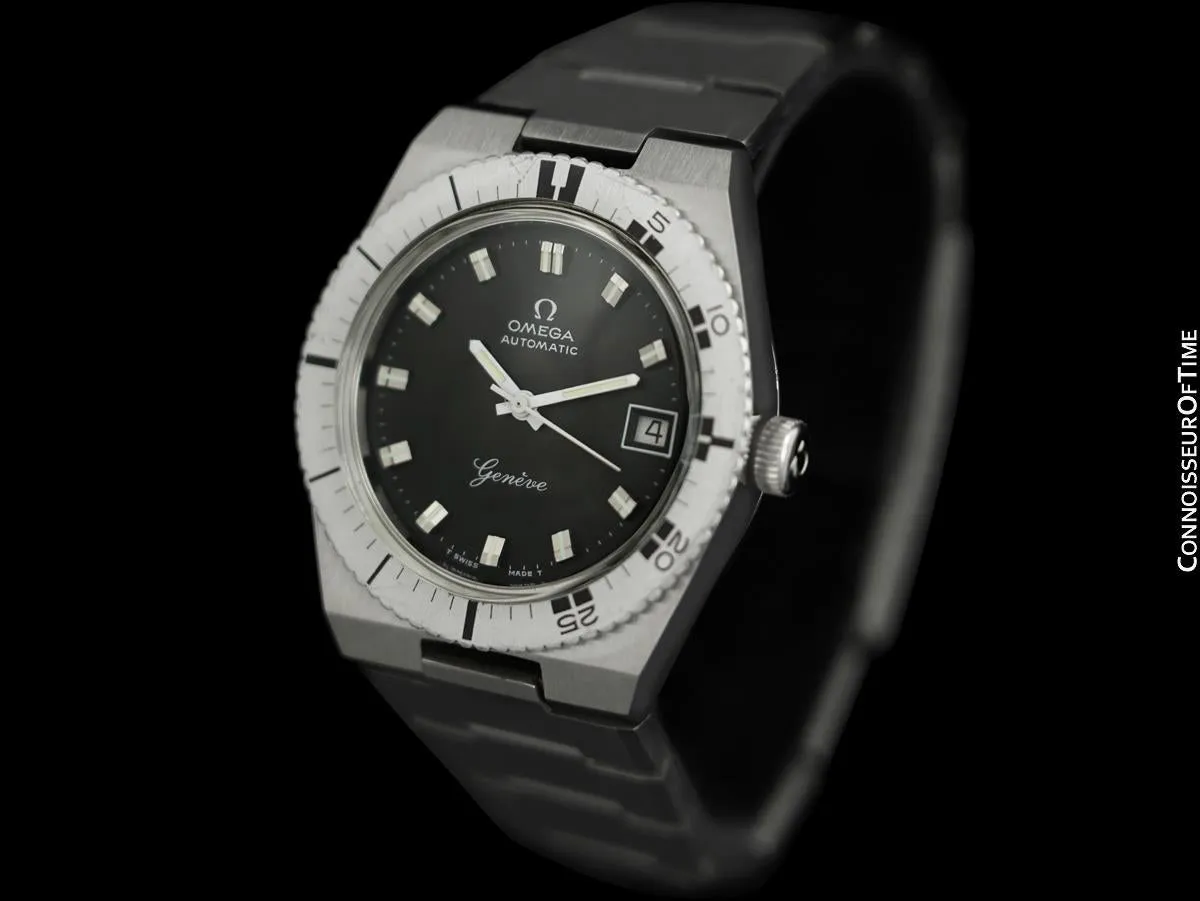 1976 Omega Geneve "Submariner" Vintage Mens Divers Watch - Stainless Steel