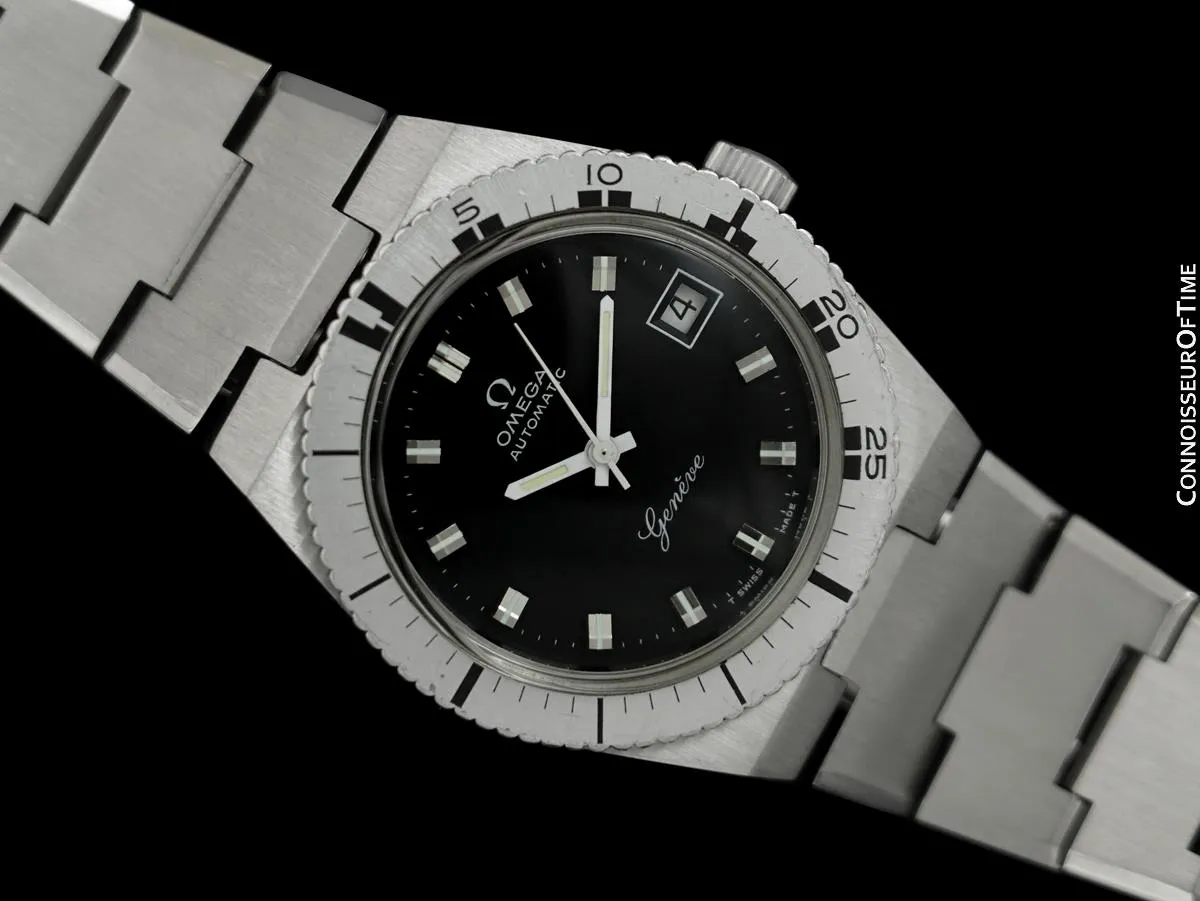 1976 Omega Geneve "Submariner" Vintage Mens Divers Watch - Stainless Steel