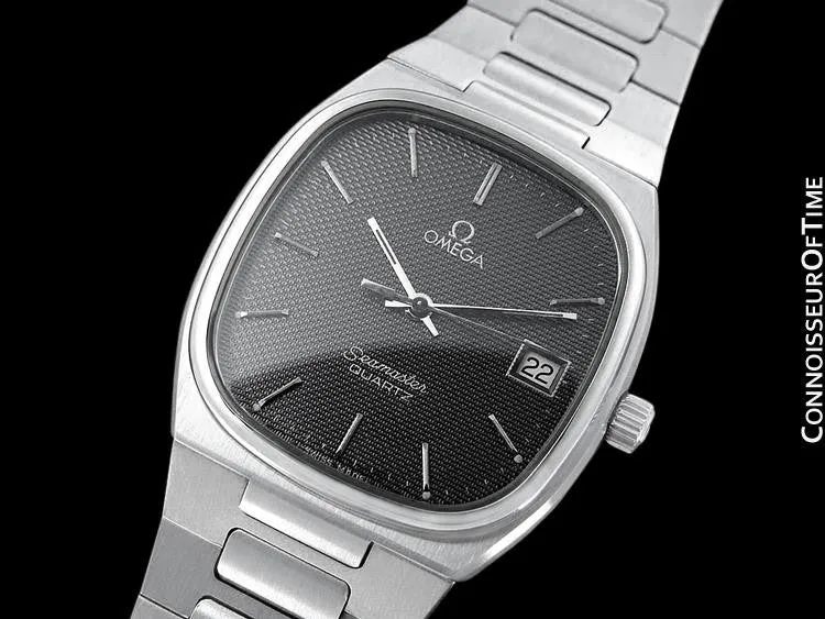 1980 Omega Seamaster Classic Vintage Mens Gray Dial Quartz Watch, Date - Stainless Steel