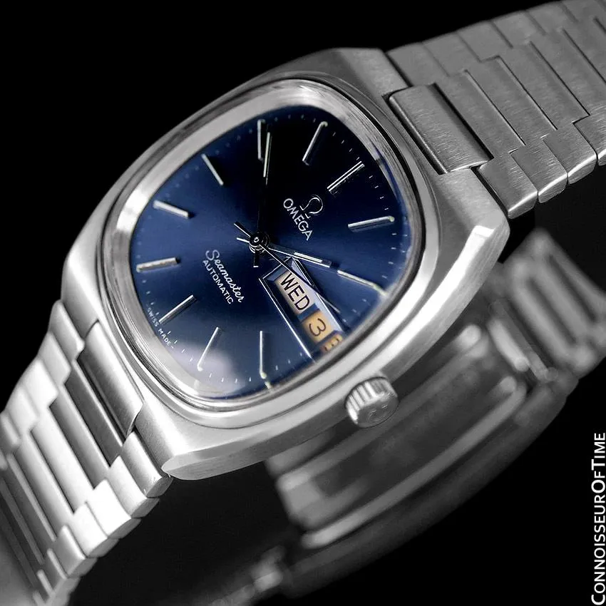 1980 Omega Seamaster Vintage Mens TV Watch, Automatic, Day Date - Stainless Steel