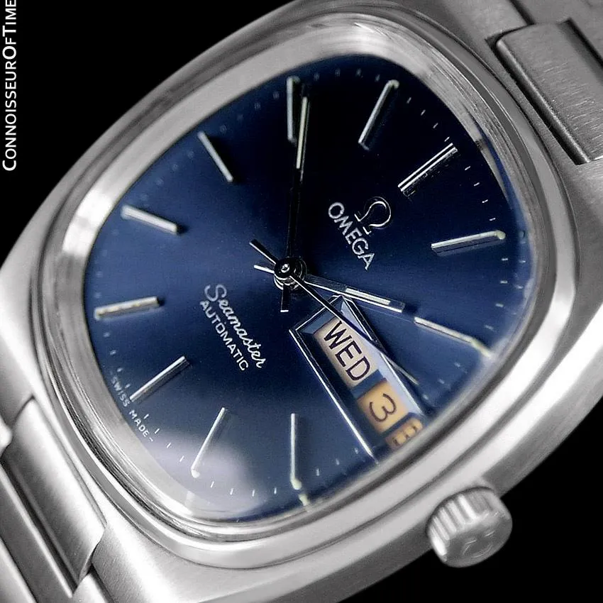 1980 Omega Seamaster Vintage Mens TV Watch, Automatic, Day Date - Stainless Steel