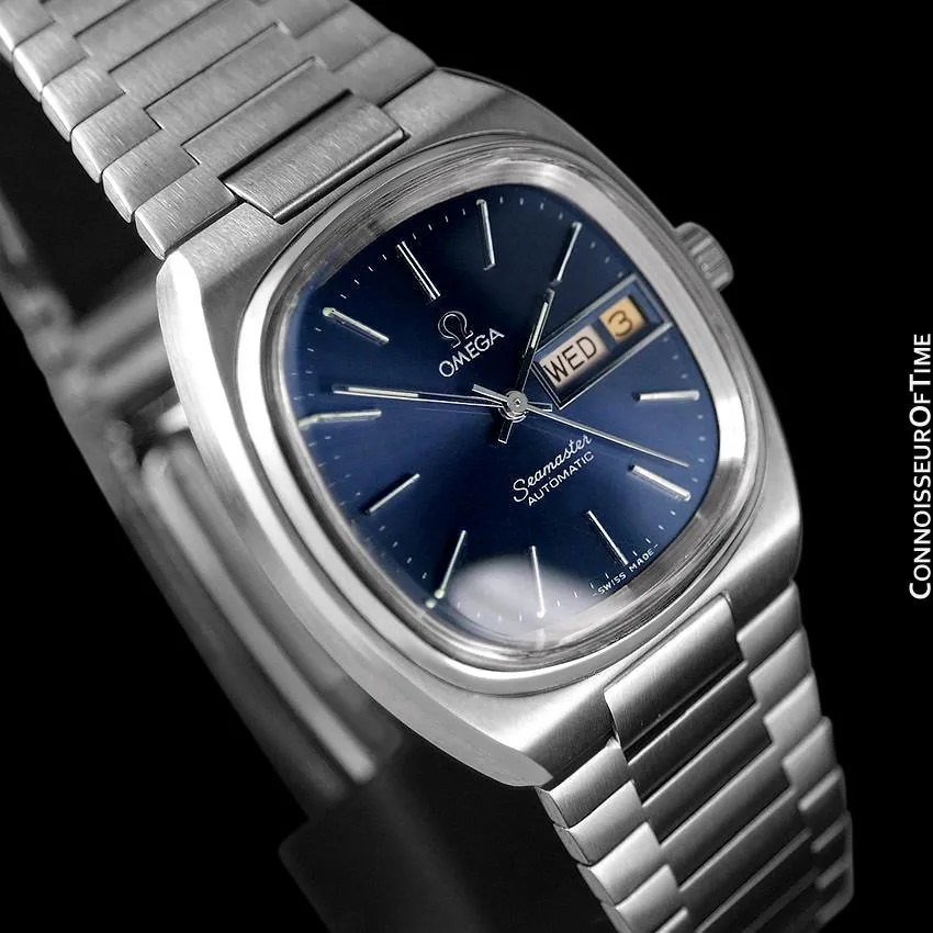 1980 Omega Seamaster Vintage Mens TV Watch, Automatic, Day Date - Stainless Steel