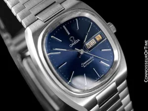 1980 Omega Seamaster Vintage Mens TV Watch, Automatic, Day Date - Stainless Steel