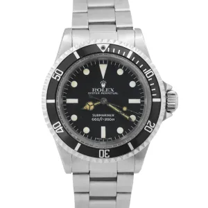 1982 Rolex Submariner Black 40mm Stainless Steel Automatic Oyster Watch 5513