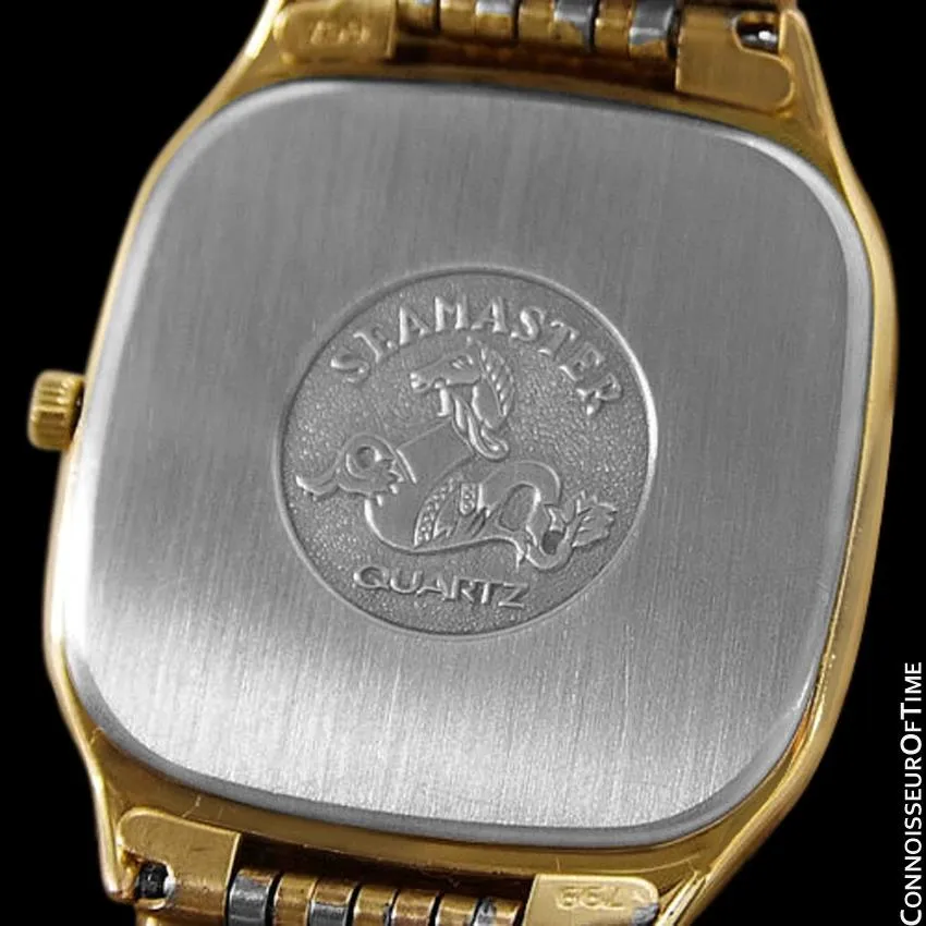 1985 Omega Seamaster Brest Vintage Mens Retro Quartz Watch - 18K Gold Plated & Stainless Steel