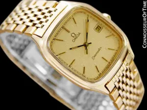 1985 Omega Seamaster Brest Vintage Mens Retro Quartz Watch - 18K Gold Plated & Stainless Steel