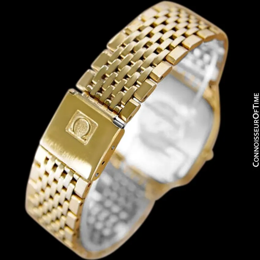 1985 Omega Seamaster Brest Vintage Mens Retro Quartz Watch - 18K Gold Plated & Stainless Steel