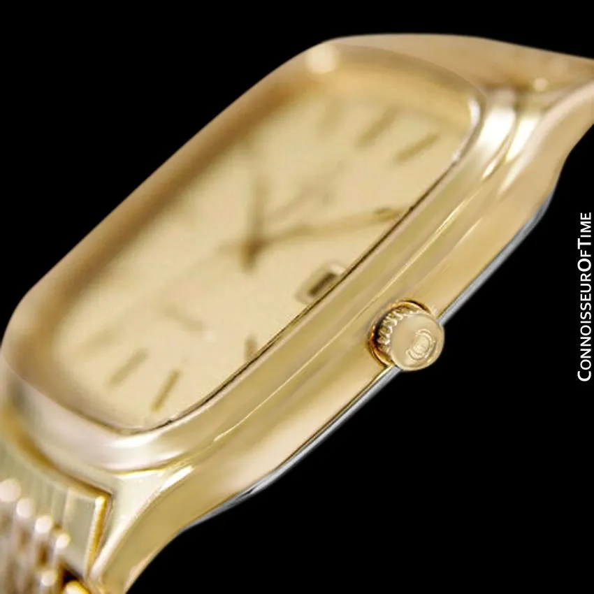 1985 Omega Seamaster Brest Vintage Mens Retro Quartz Watch - 18K Gold Plated & Stainless Steel