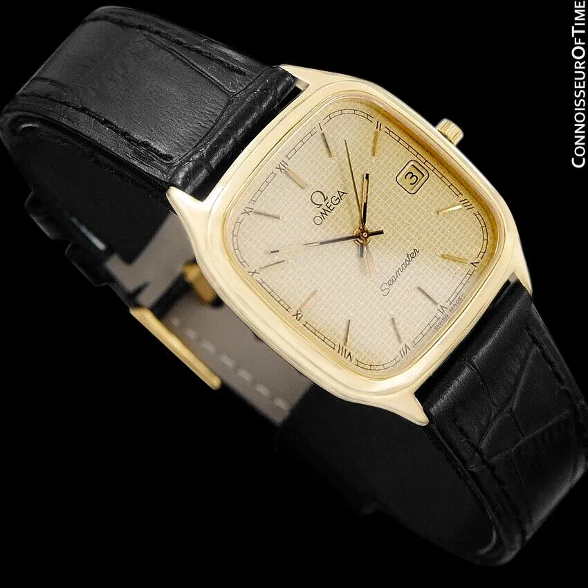 1985 Omega Semaster Brest Vintage Mens Retro Quartz Watch - 18K Gold Plated & Stainless Steel