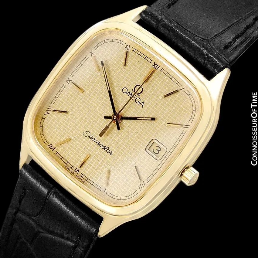 1985 Omega Semaster Brest Vintage Mens Retro Quartz Watch - 18K Gold Plated & Stainless Steel