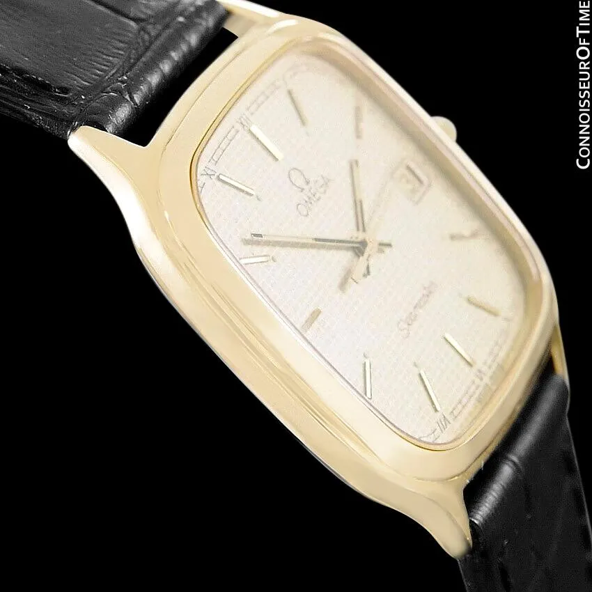 1985 Omega Semaster Brest Vintage Mens Retro Quartz Watch - 18K Gold Plated & Stainless Steel