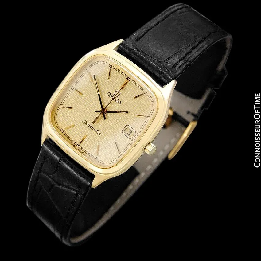 1985 Omega Semaster Brest Vintage Mens Retro Quartz Watch - 18K Gold Plated & Stainless Steel
