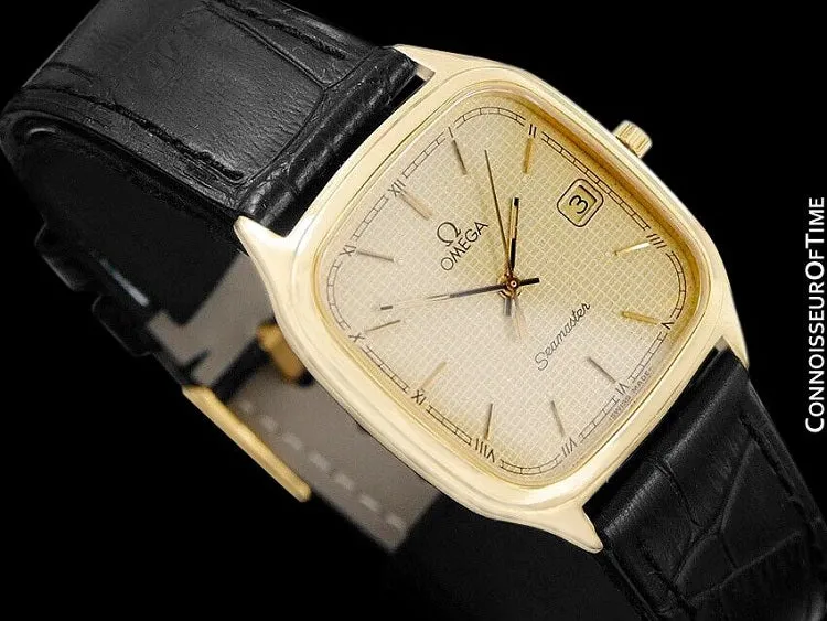 1985 Omega Semaster Brest Vintage Mens Retro Quartz Watch - 18K Gold Plated & Stainless Steel