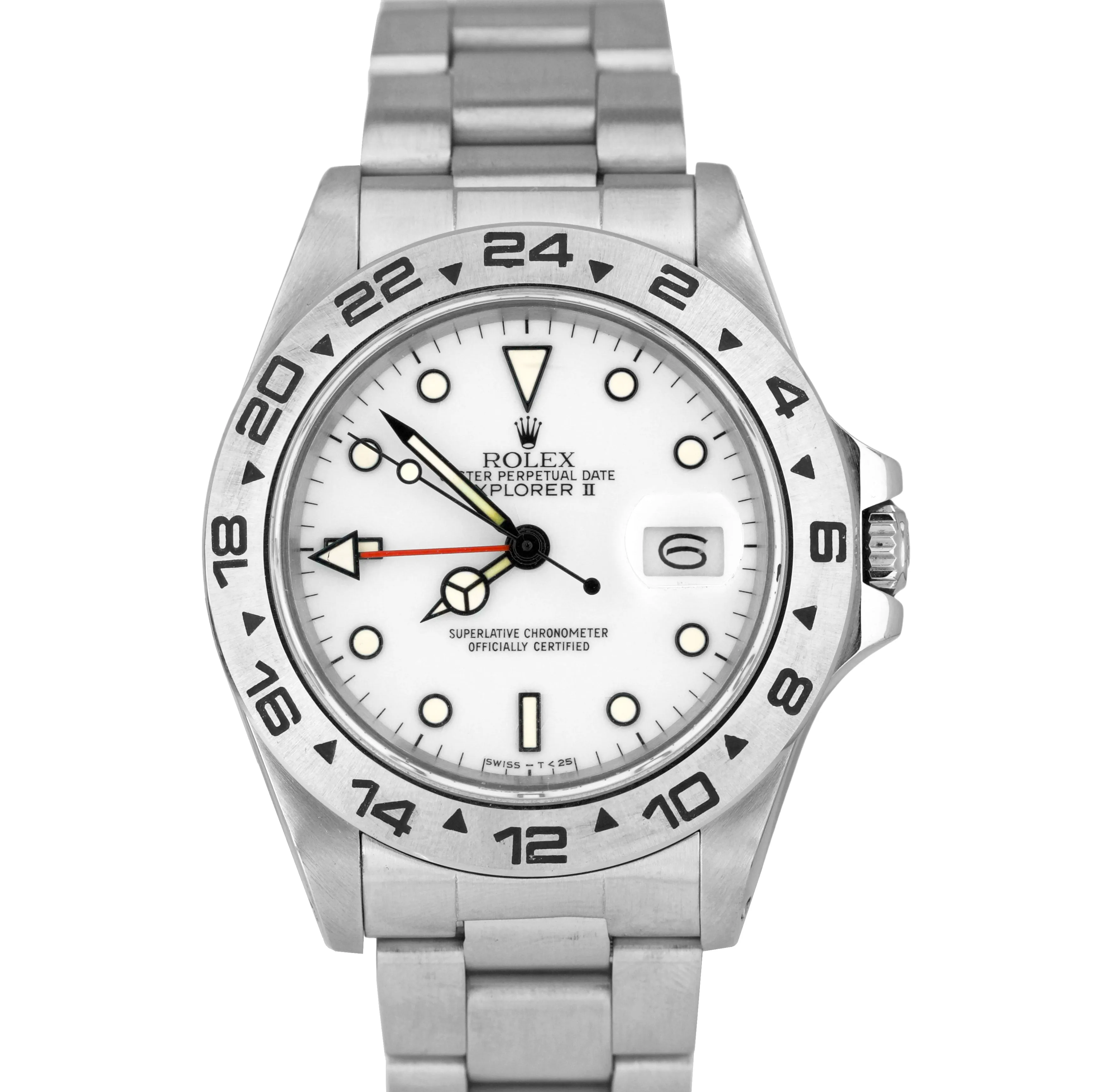 1987 Vintage Rolex Explorer II Stainless FAT FONT 40mm White Watch GMT 16550