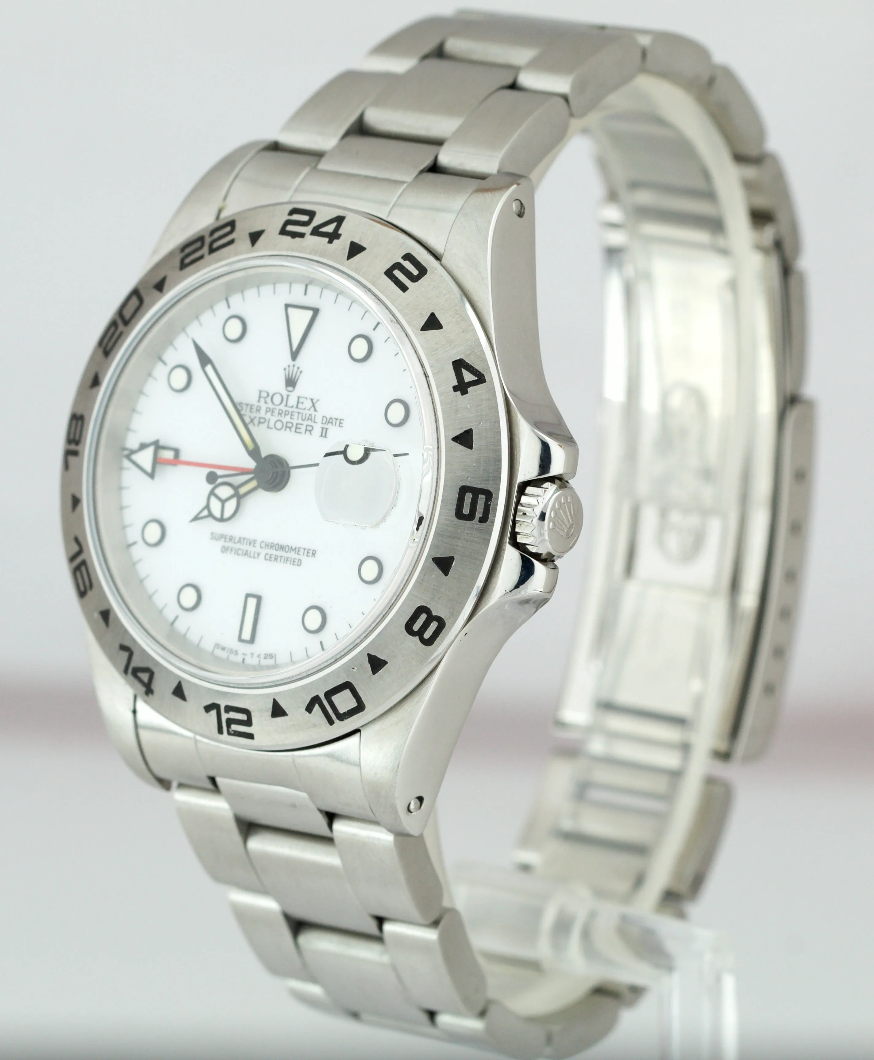1987 Vintage Rolex Explorer II Stainless FAT FONT 40mm White Watch GMT 16550