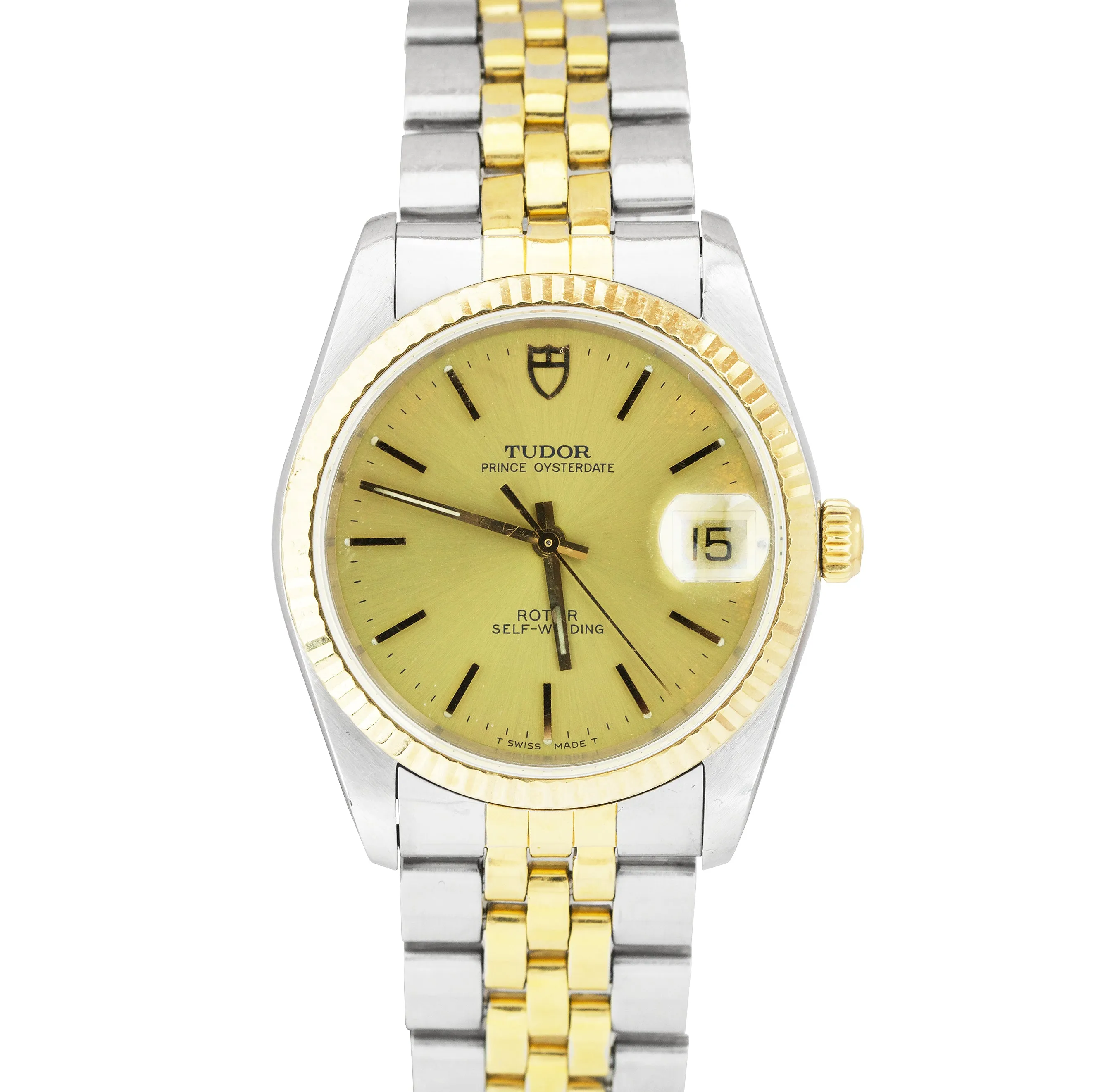 1995 Tudor Prince Oyster Date 34mm Champagne 18K Two-Tone Gold Steel Watch 74033