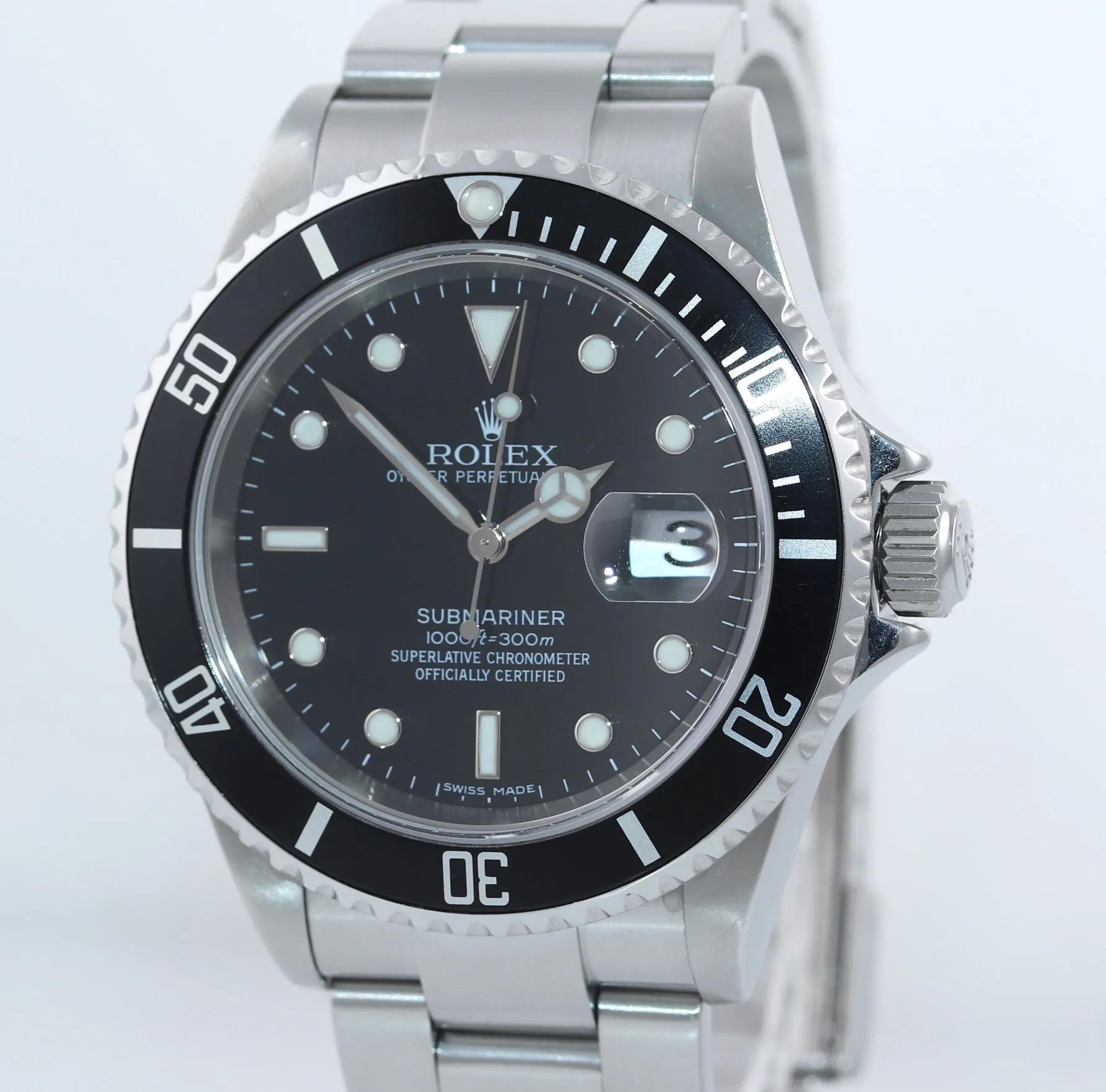 2005 MINT Rolex Submariner Date 16610 Steel Black NO HOLES 40mm Watch Box