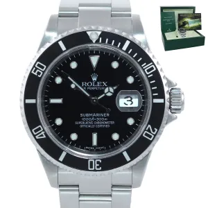 2005 MINT Rolex Submariner Date 16610 Steel Black NO HOLES 40mm Watch Box