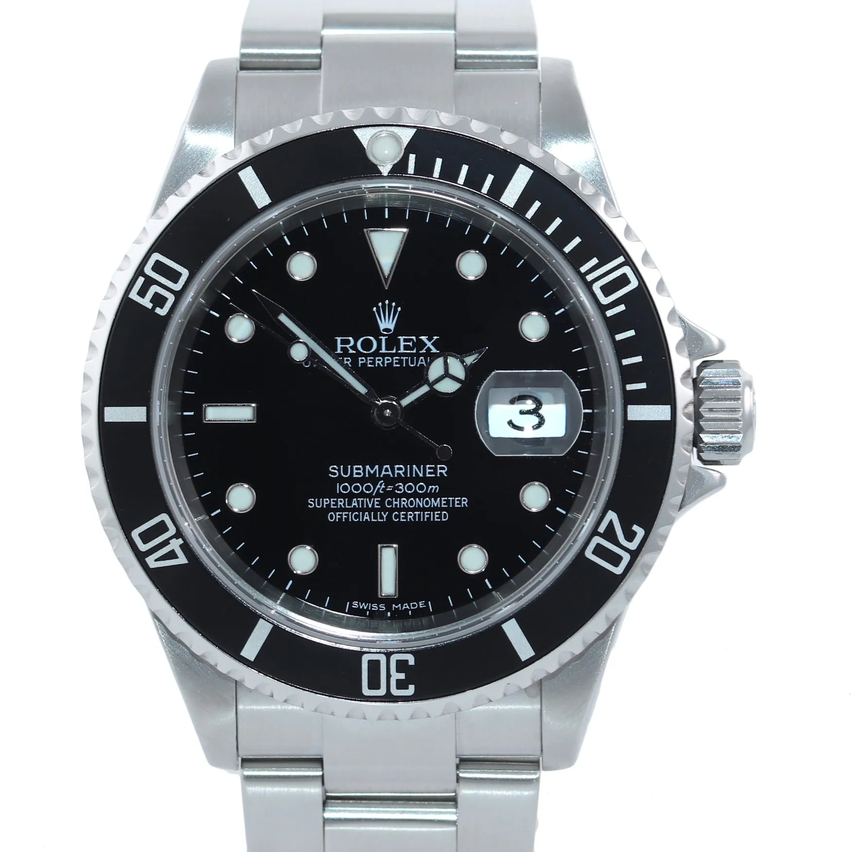 2005 MINT Rolex Submariner Date 16610 Steel Black NO HOLES 40mm Watch Box