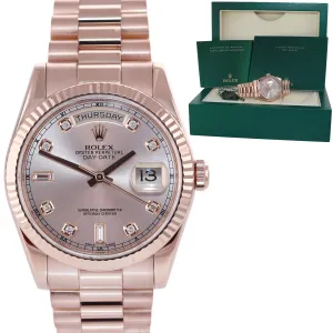 2015 Rolex President Day Date Rose Gold 36mm 118235 Diamond Heavy Buckle Watch