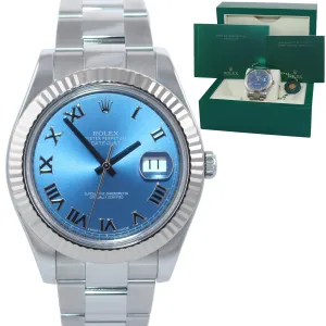 2017 Rolex DateJust II 41MM Blue Roman 116334 Steel 18K White Gold Watch Box