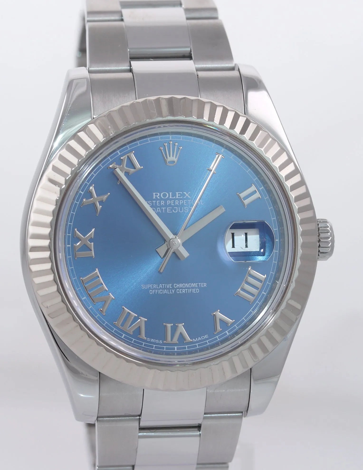 2017 Rolex DateJust II 41MM Blue Roman 116334 Steel 18K White Gold Watch Box