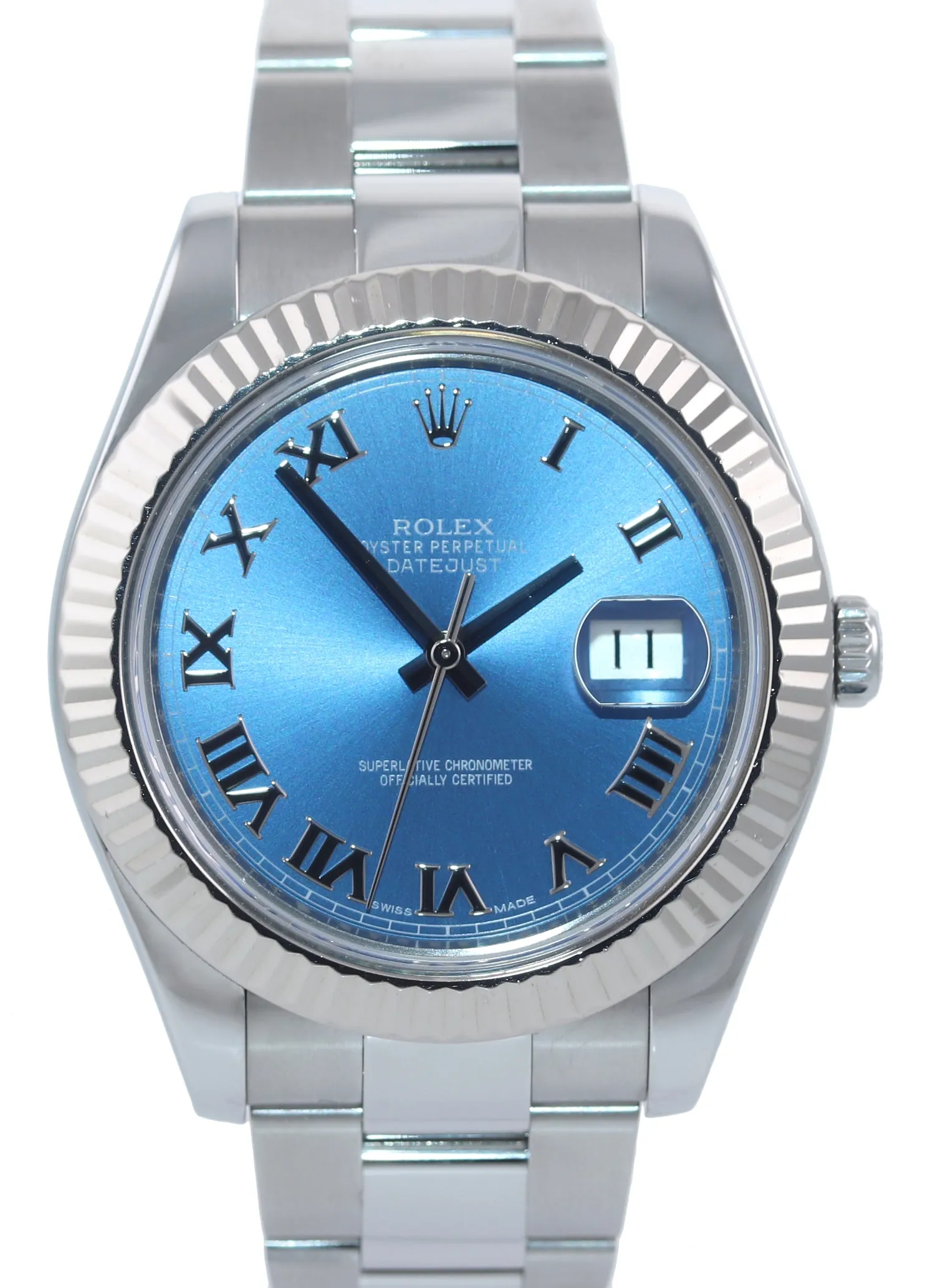 2017 Rolex DateJust II 41MM Blue Roman 116334 Steel 18K White Gold Watch Box