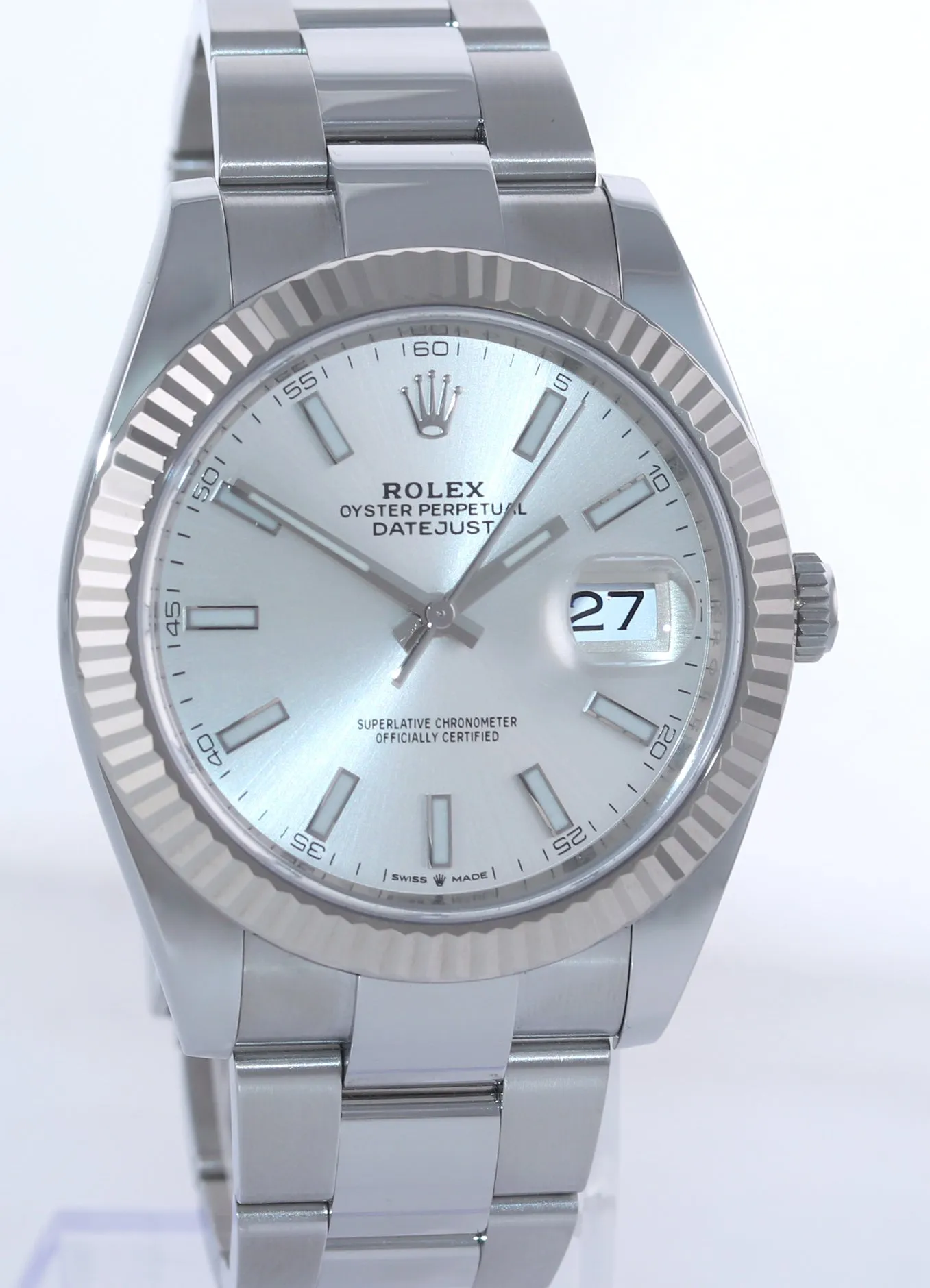 2020 NEW Rolex DateJust 41 126334 Silver Dial Steel Fluted Oyster Band Watch Box