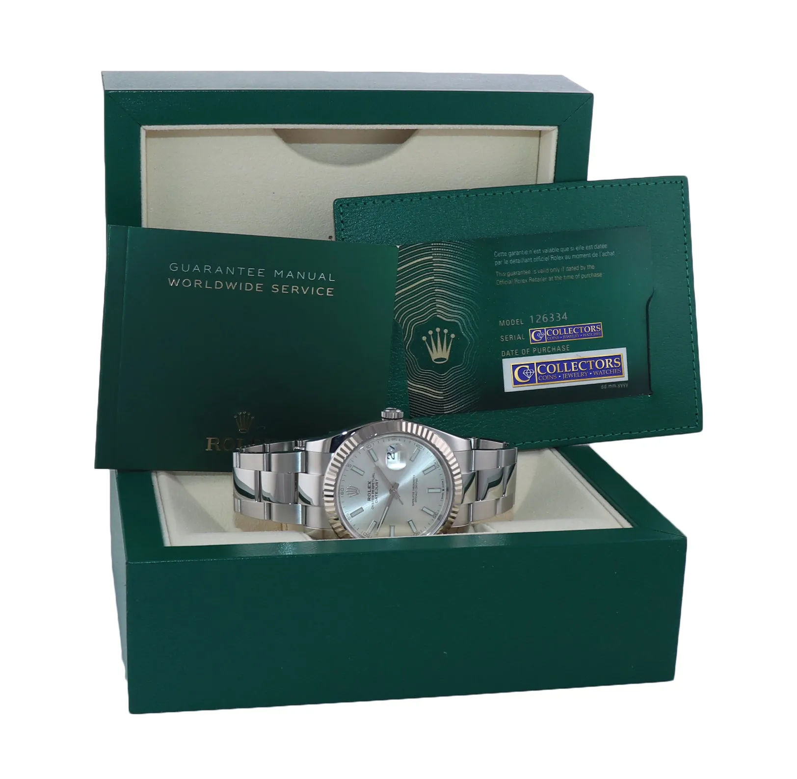 2020 NEW Rolex DateJust 41 126334 Silver Dial Steel Fluted Oyster Band Watch Box