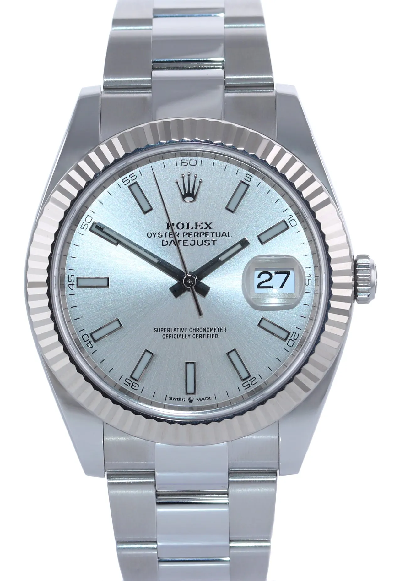 2020 NEW Rolex DateJust 41 126334 Silver Dial Steel Fluted Oyster Band Watch Box