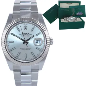 2020 NEW Rolex DateJust 41 126334 Silver Dial Steel Fluted Oyster Band Watch Box