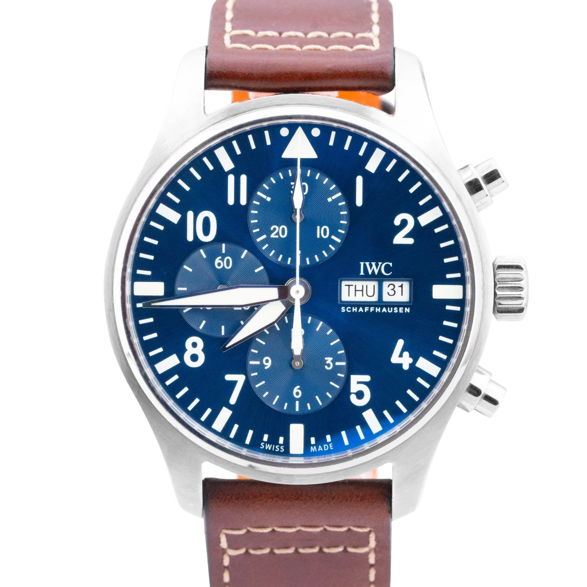 2021 IWC Pilot Le Petit Prince Blue 43mm Stainless Chronograph Watch IW377714