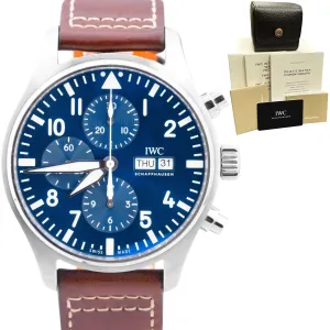 2021 IWC Pilot Le Petit Prince Blue 43mm Stainless Chronograph Watch IW377714