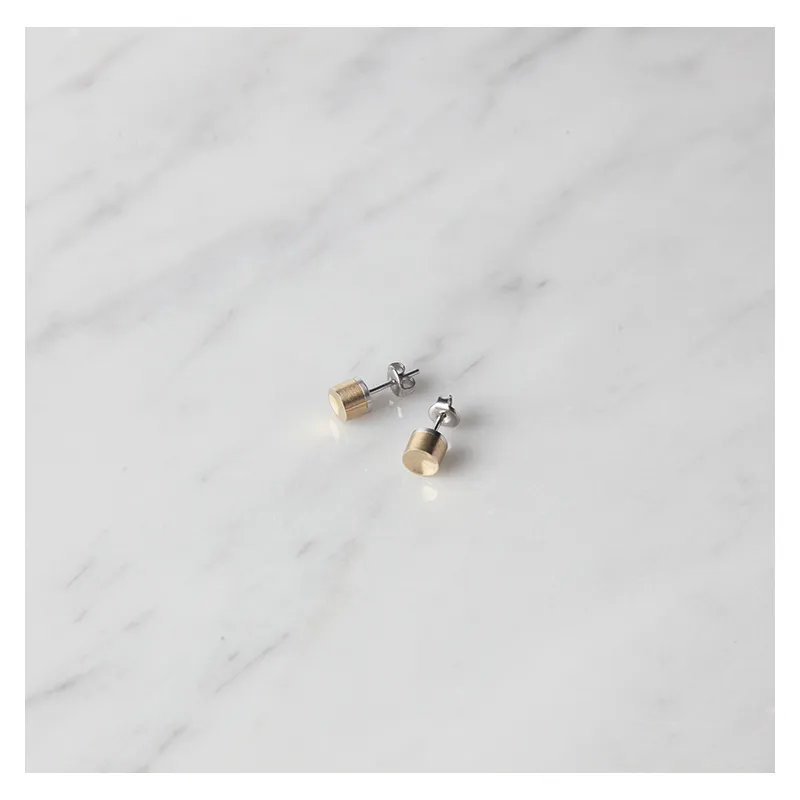 22 DESIGN STUDIO Brass Earrings - Mirror Cylinder