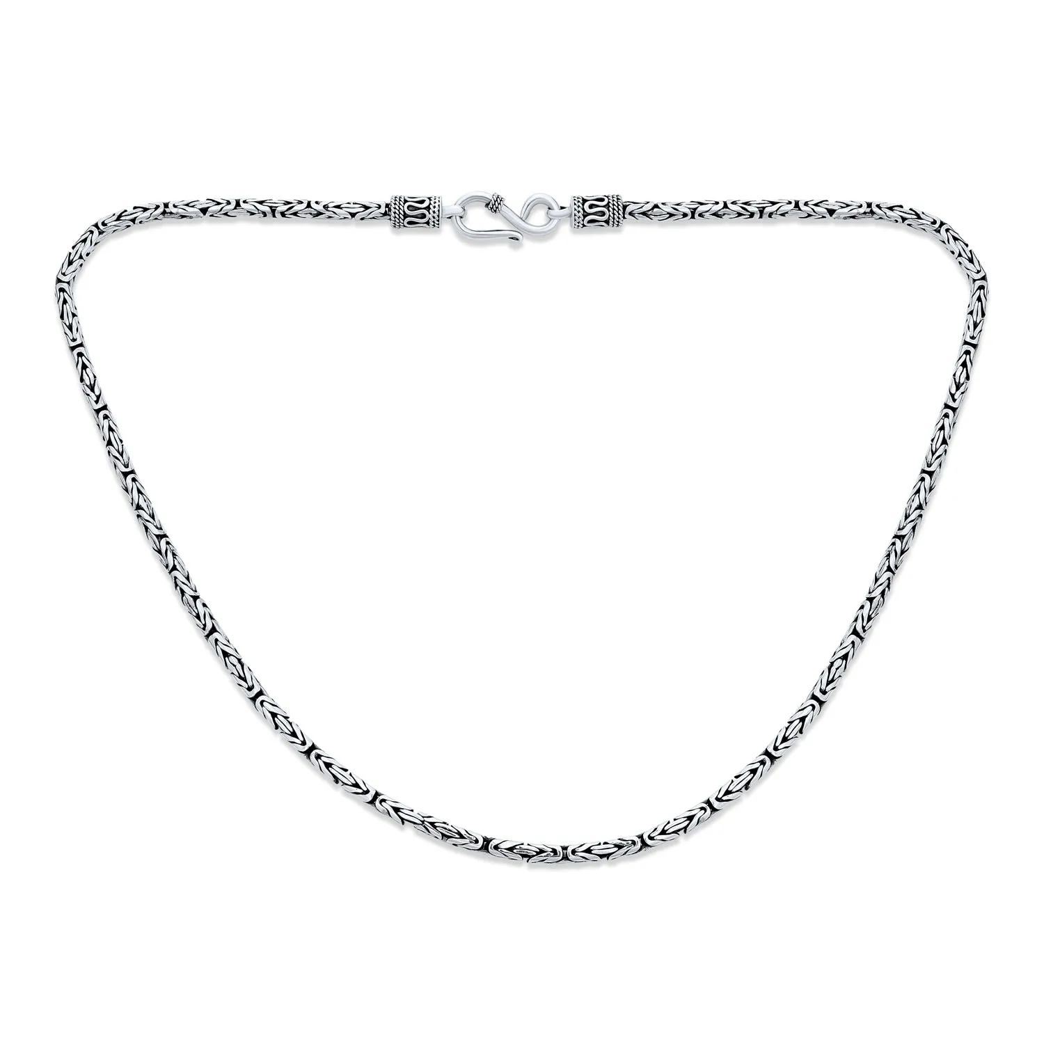3MM Vintage Bali Jewelry Solid 925 Sterling Silver Necklaces For Men Women Teens