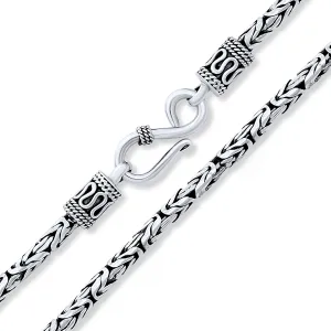 3MM Vintage Bali Jewelry Solid 925 Sterling Silver Necklaces For Men Women Teens