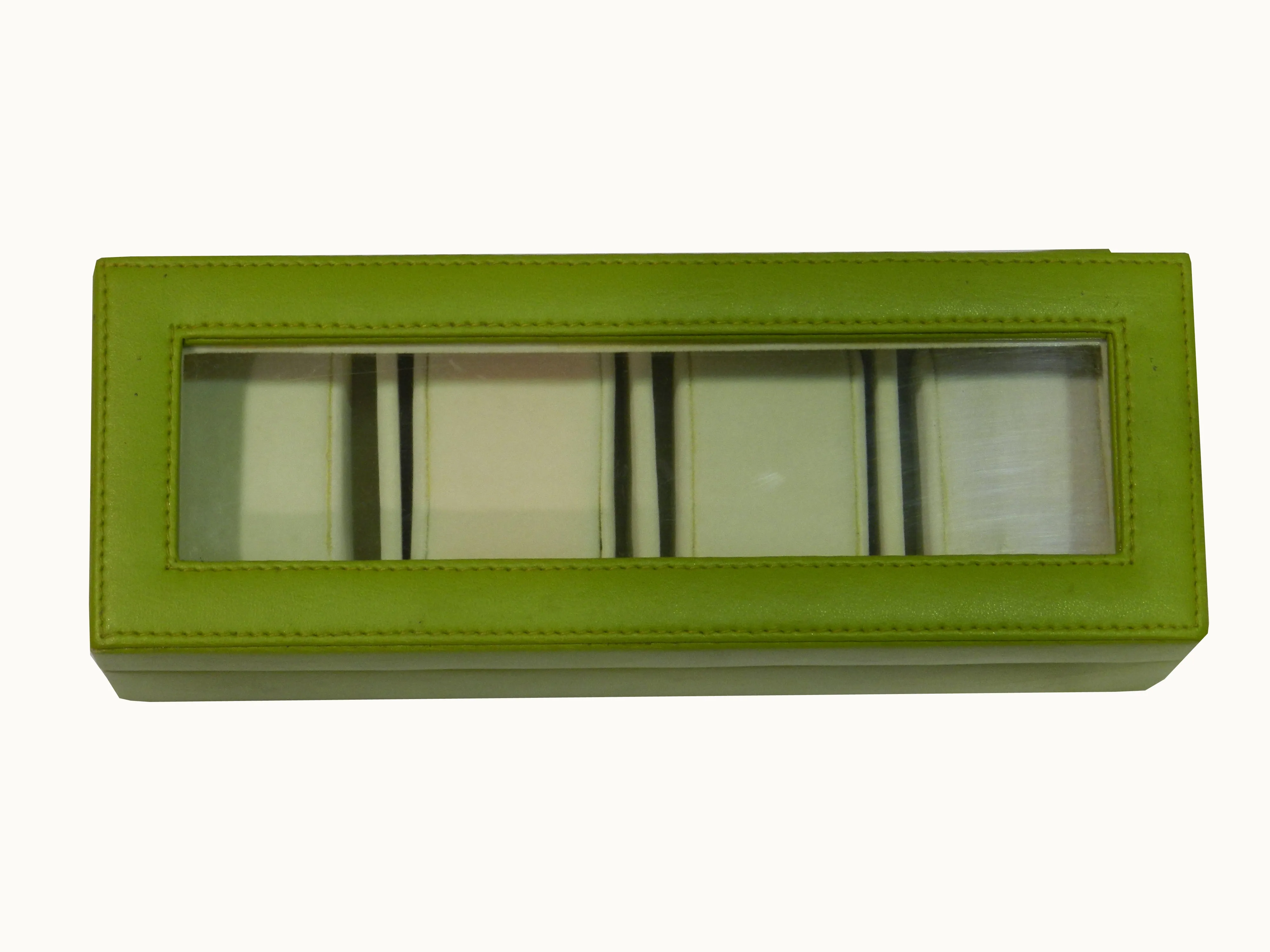 4 Slot Vegan Leather  Watch Box with Glass Top