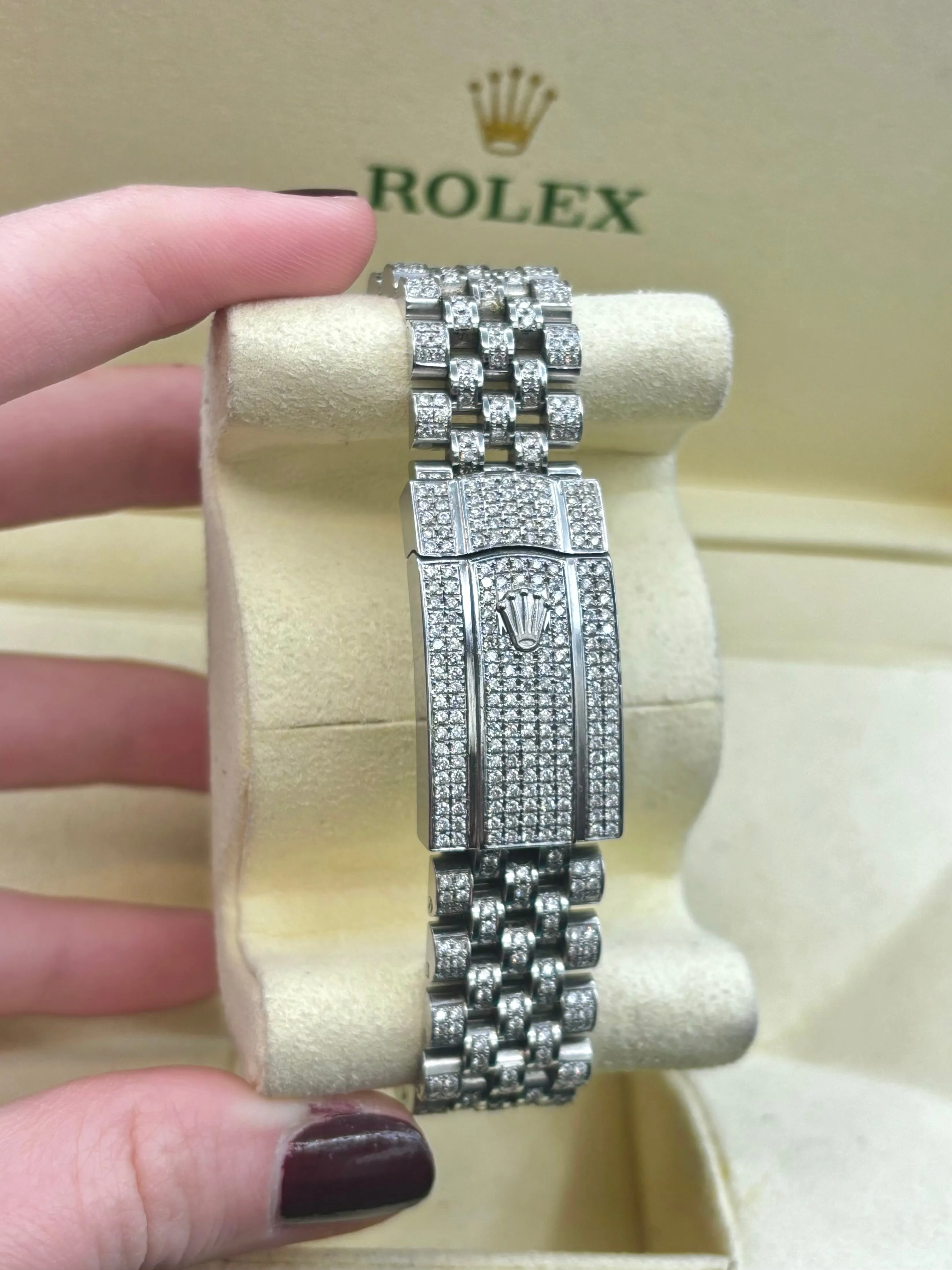 41mm Rolex Datejust Emerald Marker Dial Iced-Out
