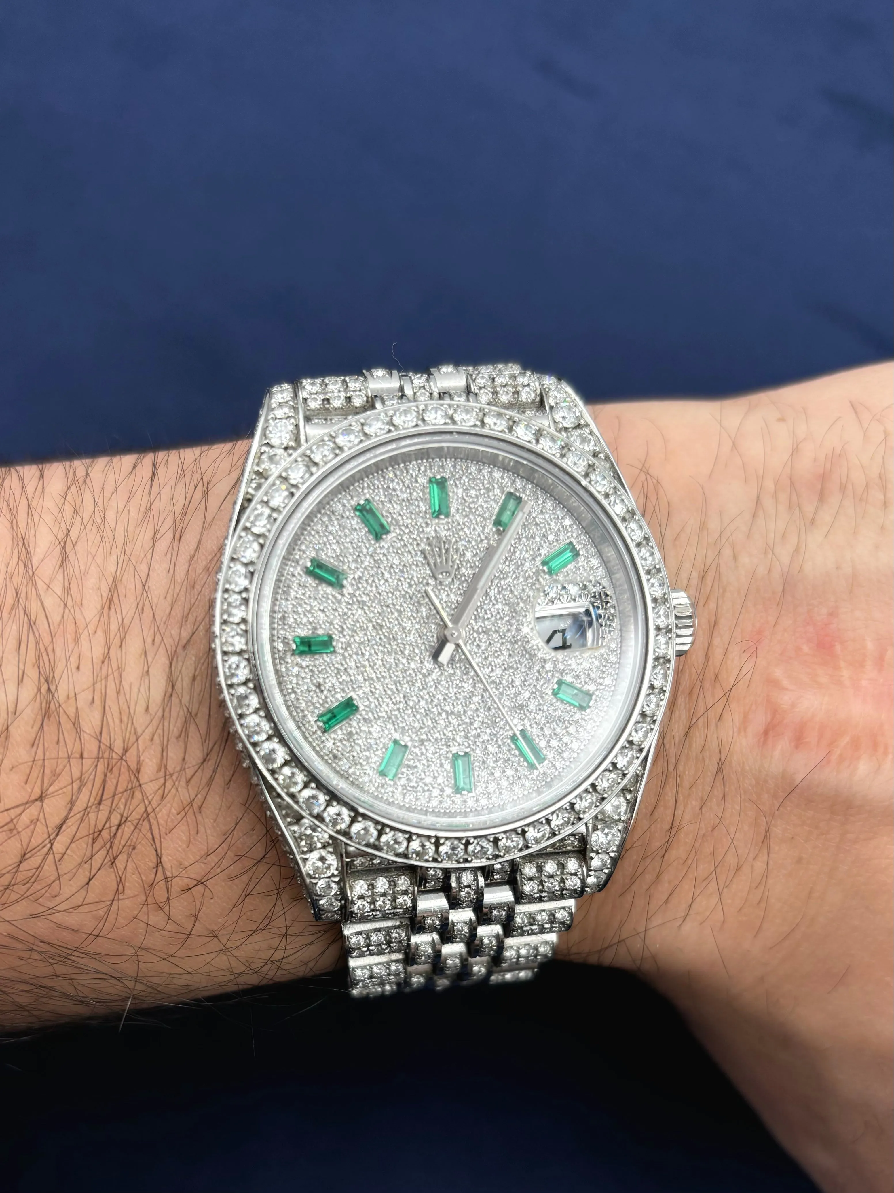 41mm Rolex Datejust Emerald Marker Dial Iced-Out