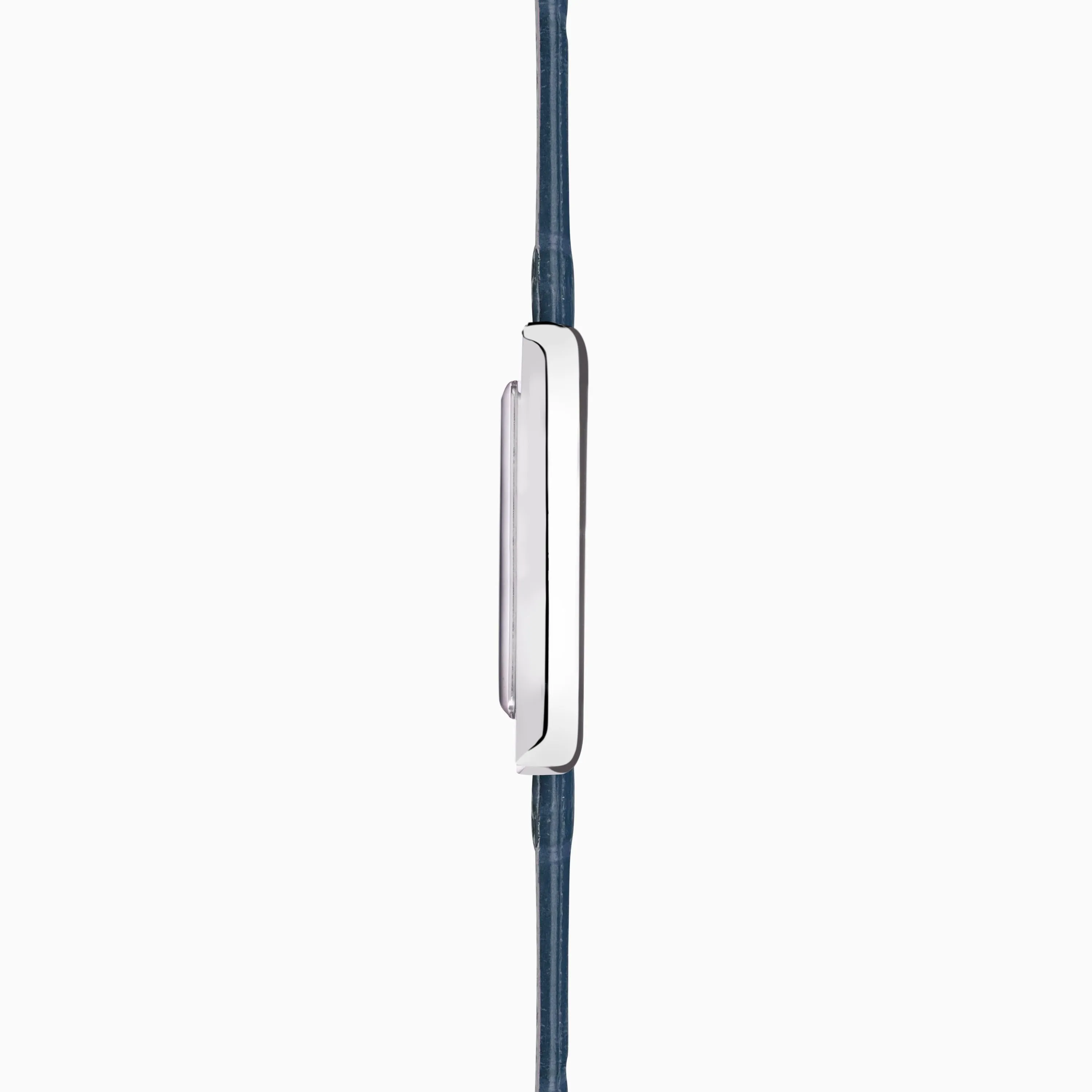 Accurist Rectangle Ladies Watch | Silver Case & Blue Leather Strap with White Dial | 26mm