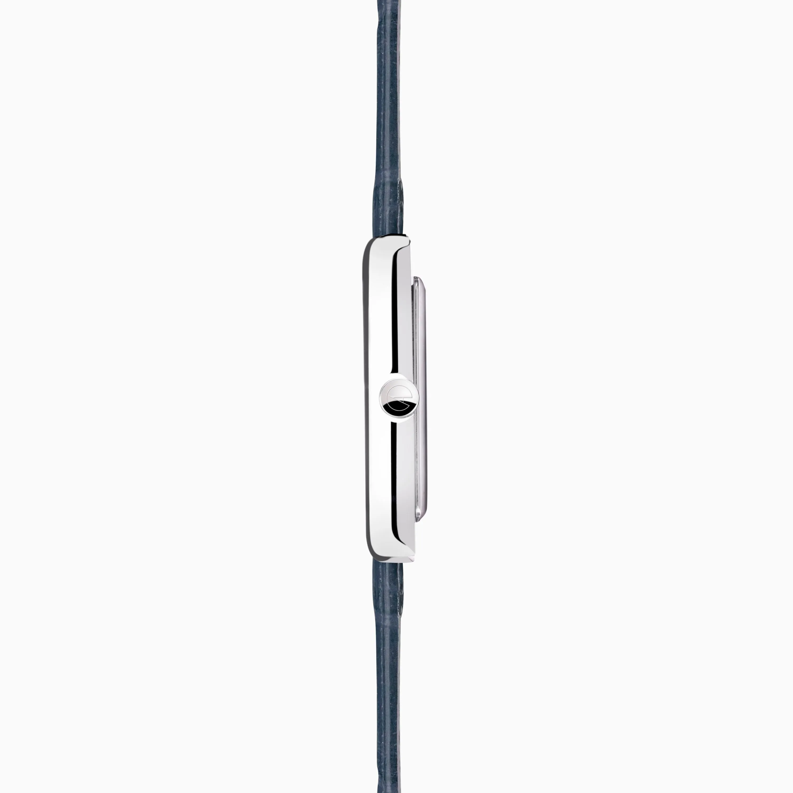 Accurist Rectangle Ladies Watch | Silver Case & Blue Leather Strap with White Dial | 26mm