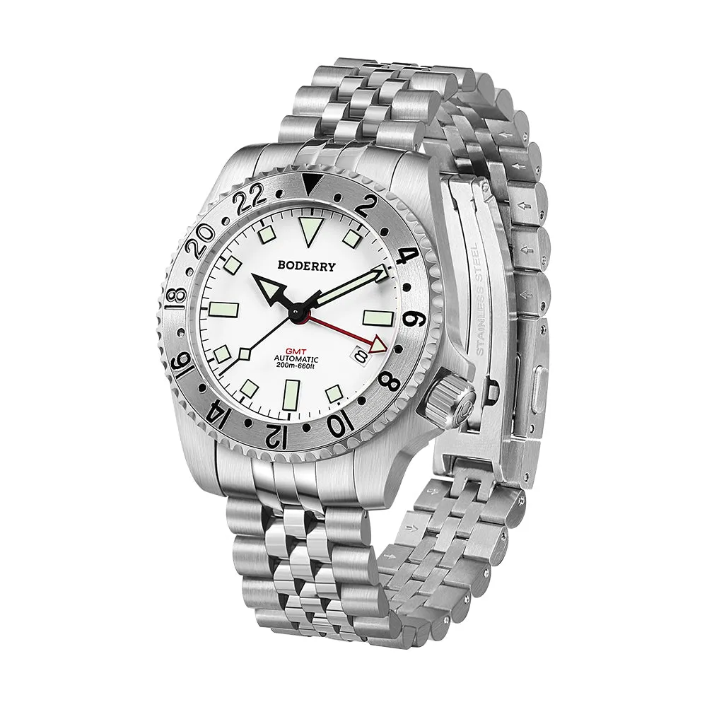 ADMIRAL GMT - 200M Waterproof Titanium Automatic Diver Watch | White-Ti