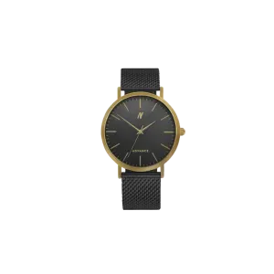 Advance King 40MM Mens Mesh Watch In Black/Yellow Gold