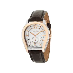 AIGNER Men's Vicenza Rose Gold and Brown Leather Strap Watch