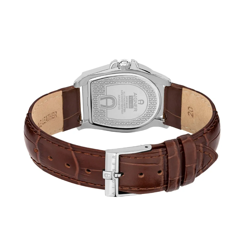 Aigner Verona Men's Blue Dial & Brown Strap Watch