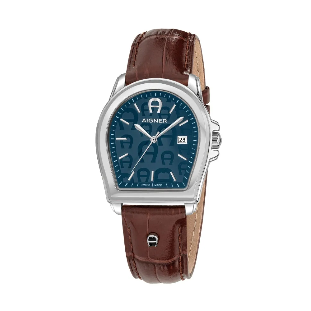 Aigner Verona Men's Blue Dial & Brown Strap Watch