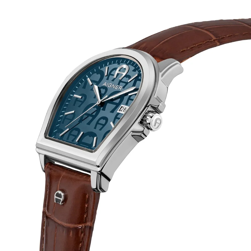 Aigner Verona Men's Blue Dial & Brown Strap Watch